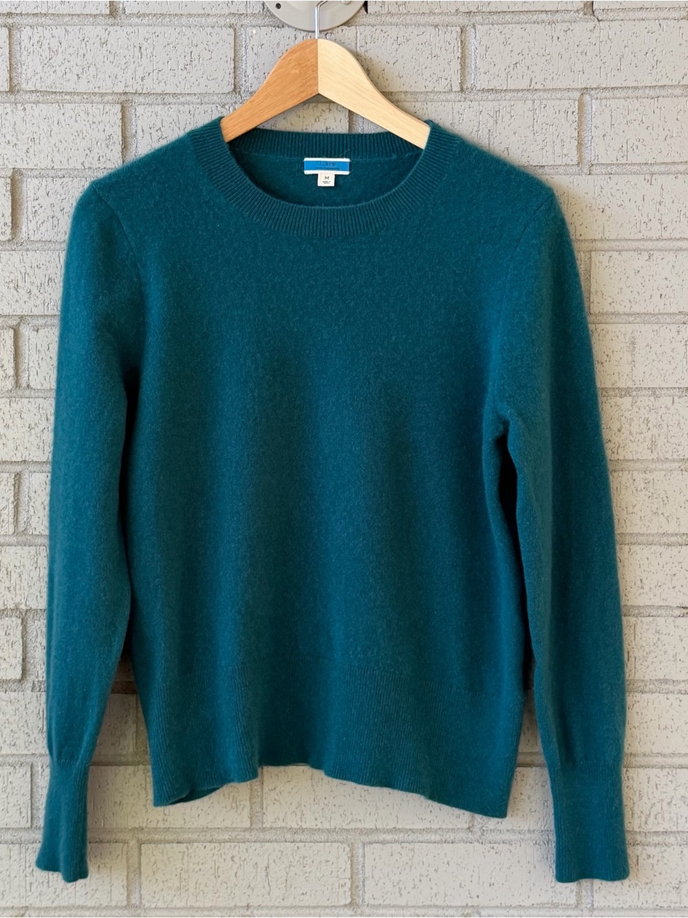 J.Crew 100% Cashmere Teal Crewneck Sweater Women’s Medium Pullover Long Sleeve